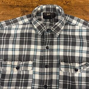 Double RL Ralph Lauren RRL Plaid Aged Distressed Button Up Flannel Shirt Men's M